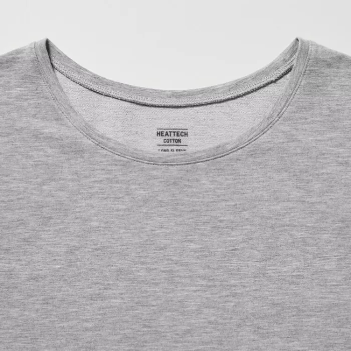 Tops Uniqlo Heattech Extra Warm Cotton Crew Neck Long Sleeved Thermal Woman Gray