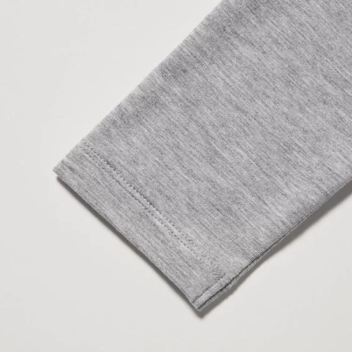 Tops Uniqlo Heattech Extra Warm Cotton Crew Neck Long Sleeved Thermal Woman Gray