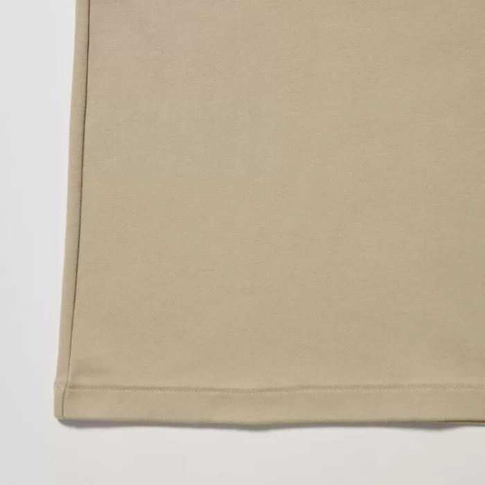 Tops Uniqlo Smooth Stretch Cotton Turtleneck Long Sleeved Woman Beige
