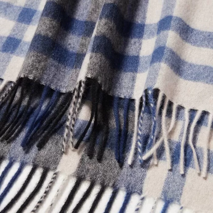 Uniqlo 100% Cashmere Checked Scarves Women Light Grey