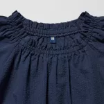 Uniqlo 100% Cotton Seersucker Short Sleeved Blouses for Boys Navy Blue