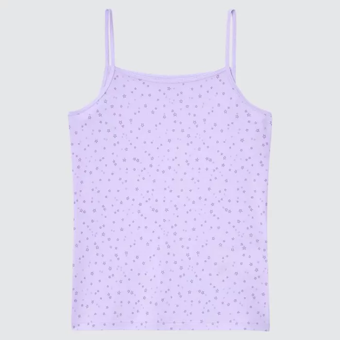 Uniqlo Airism Cotton Blend Printed Camisole Tops Kids Light Purple