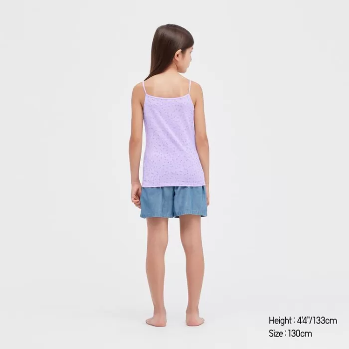 Uniqlo Airism Cotton Blend Printed Camisole Tops Kids Light Purple