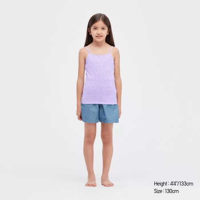 Uniqlo Airism Cotton Blend Printed Camisole Tops Kids Light Purple