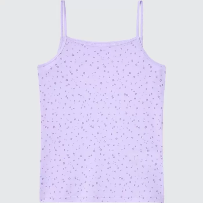 Uniqlo Airism Cotton Blend Printed Camisole Tops Kids Light Purple