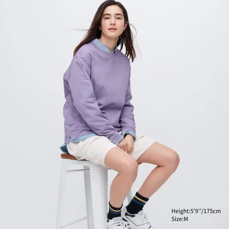 Uniqlo Airism Cotton Crew Neck Long Sleeved T-shirt Men Purple - uniqlo-men, uniqlo-clothes-t-shirt-men, uniqlo-clothes-men