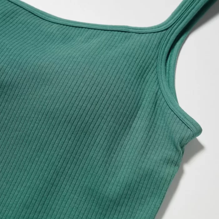 Uniqlo Airism Cotton Ribbed Sleeveless Vest Women Green