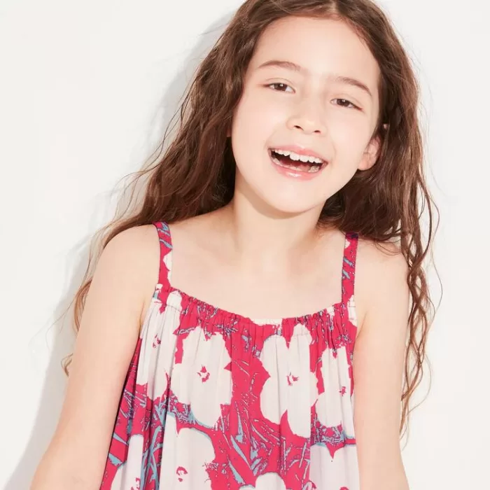 Uniqlo Andy Warhol Flowers Collection Ut Camisole Dress Kids Pink