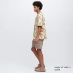 Uniqlo Cotton Blend Casual Printed Short Sleeved (Open Collar) Men’s White Shirts