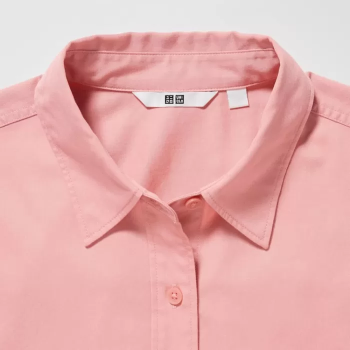 Uniqlo Cotton Twill Oversized Long Sleeved Women’s Shirts Pink