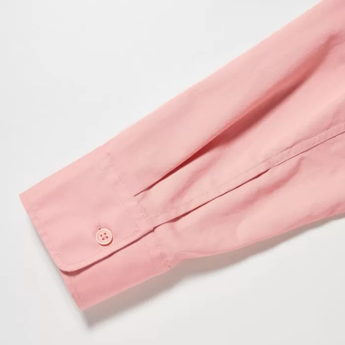 Uniqlo Cotton Twill Oversized Long Sleeved Women’s Shirts Pink