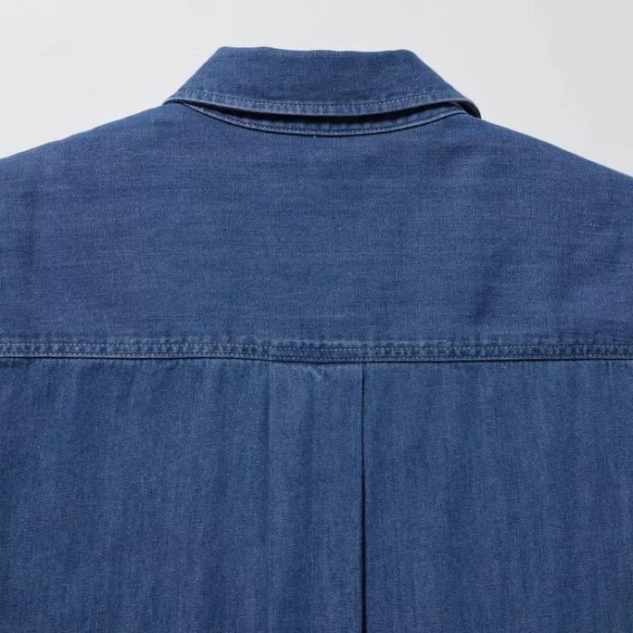 Uniqlo Denim Long Sleeved Dress Women Blue