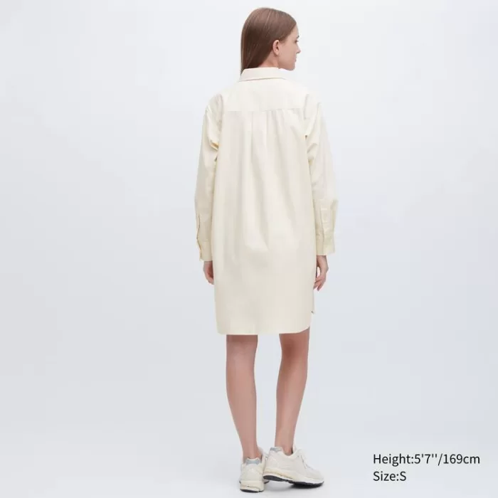 Uniqlo Denim Long Sleeved Dress Women White