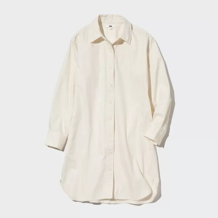 Uniqlo Denim Long Sleeved Dress Women White