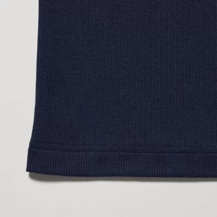 Uniqlo Dry Colour Ribbed Men’s Tops Navy Blue