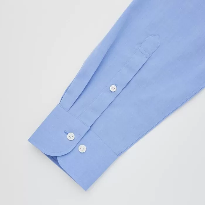 Uniqlo Easy Care Broadcloth Stretch Slim Fit (Regular Collar) Men’s Shirts Blue