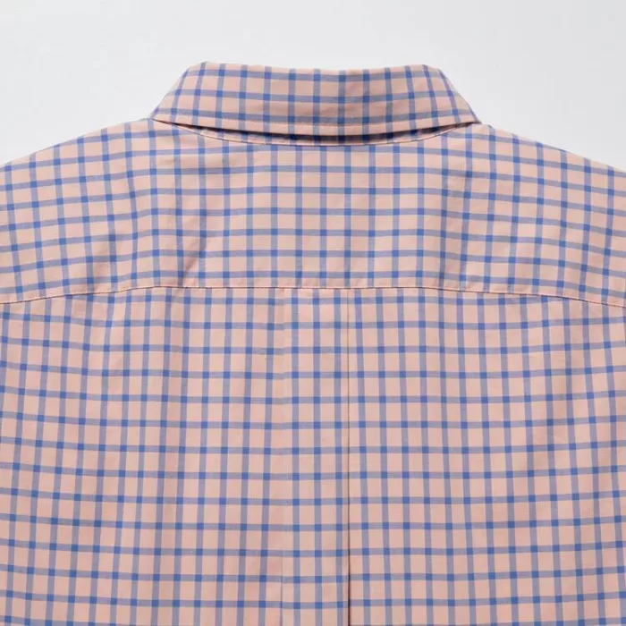 Uniqlo Extra Fine Cotton Broadcloth Regular Fit Checked (Button-down Collar) Men’s Shirts Pink