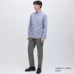 Uniqlo Extra Fine Cotton Broadcloth Regular Fit Striped (Button-down Collar) Men’s Shirts Blue