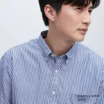 Uniqlo Extra Fine Cotton Broadcloth Regular Fit Striped (Button-down Collar) Men’s Shirts Blue