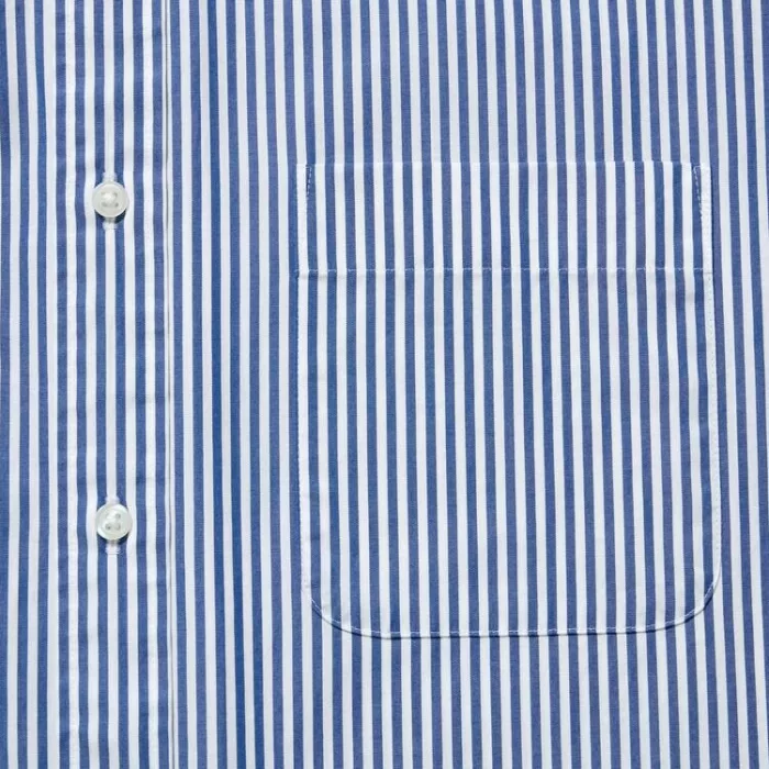 Uniqlo Extra Fine Cotton Broadcloth Regular Fit Striped (Button-down Collar) Men’s Shirts Blue