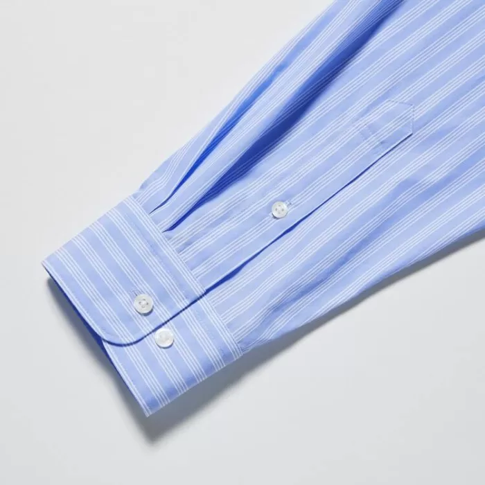 Uniqlo Extra Fine Cotton Broadcloth Regular Fit Striped Men’s Shirts Blue