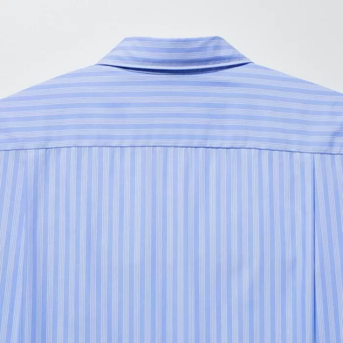 Uniqlo Extra Fine Cotton Broadcloth Regular Fit Striped Men’s Shirts Blue