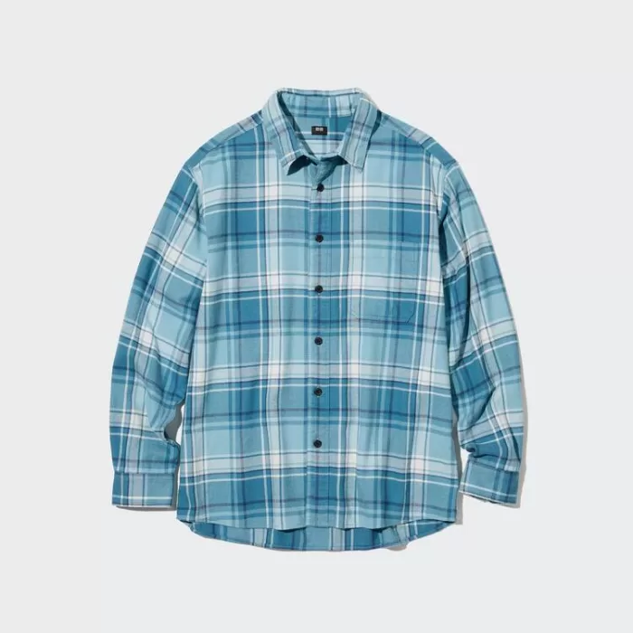 Uniqlo Flannel Checked Regular Fit (Regular Collar) Men’s Shirts Blue