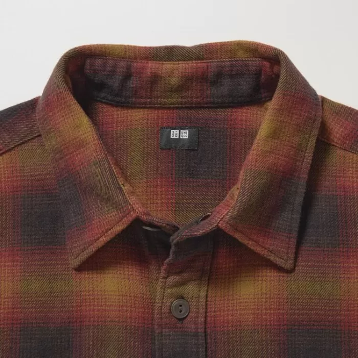 Uniqlo Flannel Regular Fit Checked (Regular Collar) Men’s Shirts Yellow