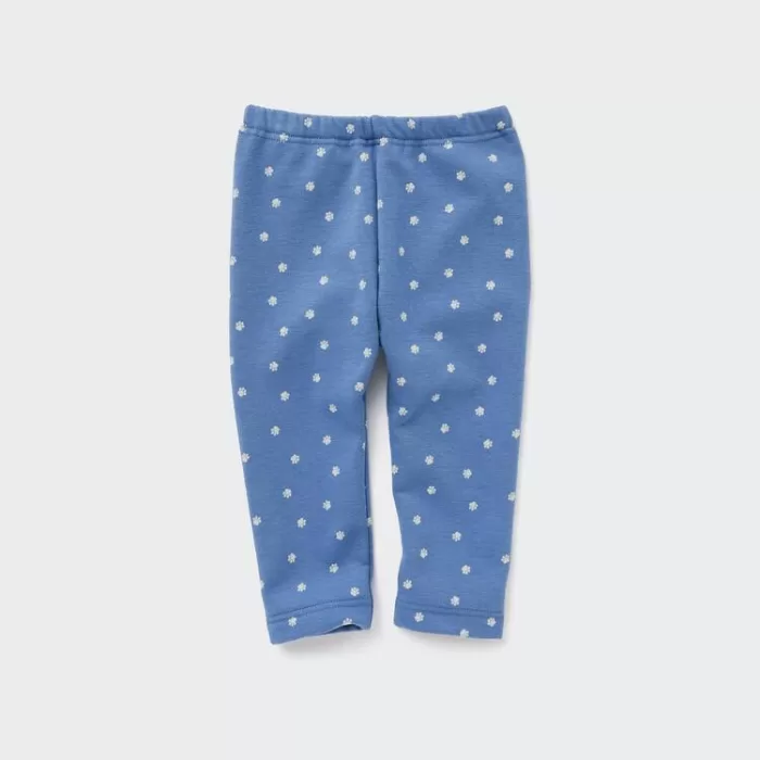 Uniqlo Fleece Footprint Baby Leggings Blue