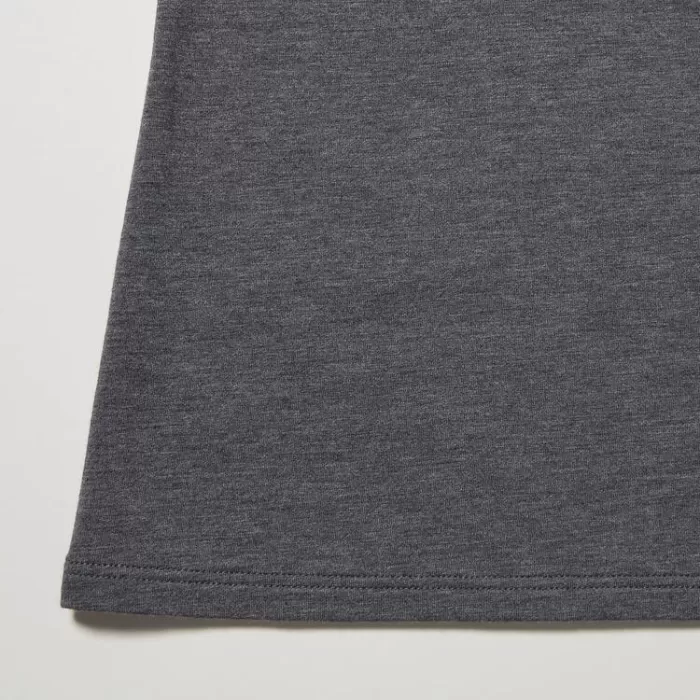 Uniqlo Heattech Extra Warm Cotton Scoop Neck Long Sleeved Thermal Tops Women Dark Grey