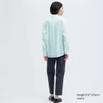 Uniqlo Ines De La Fressange Sheer Embroidered Long Sleeved Women’s Shirts Blue