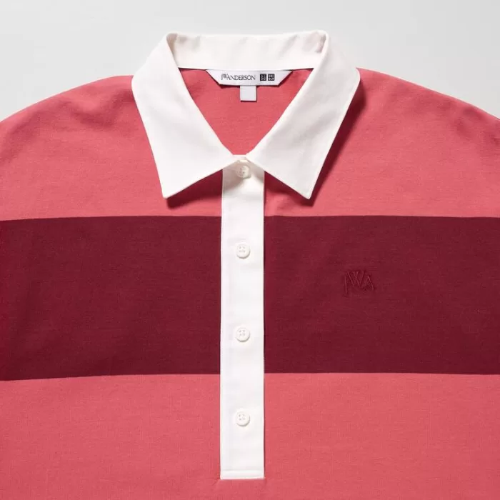 Uniqlo JW Anderson Striped Polo Short Sleeved Dress Women Pink