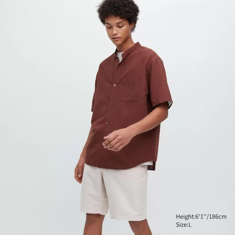 Uniqlo Linen Blend Men's Shorts Beige-KWF769583