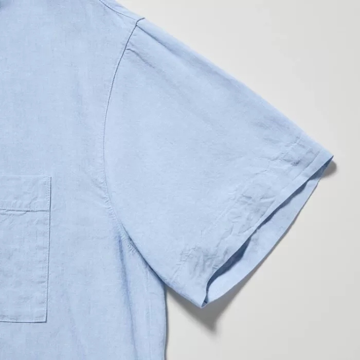 Uniqlo Linen Blend Short Sleeved Set Women’s Homewear Blue