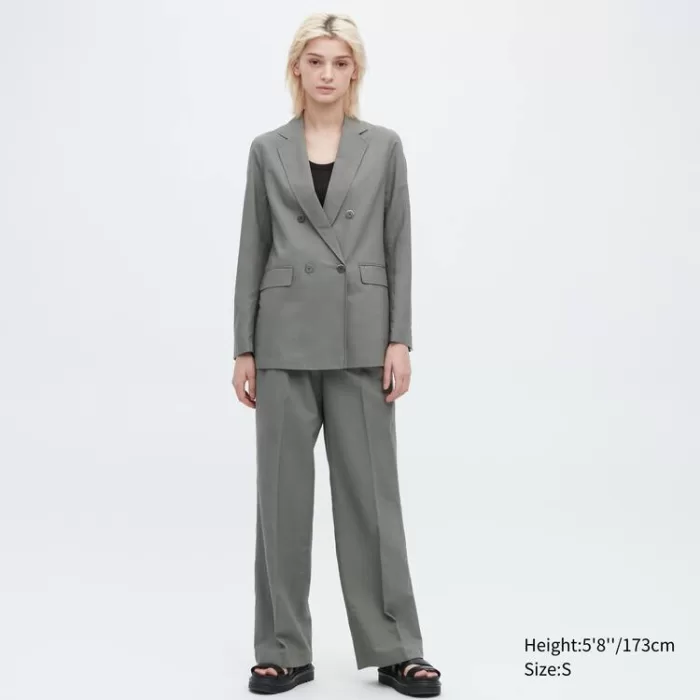 Uniqlo Linen Blend Women’s Jackets Olive Green