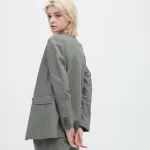 Uniqlo Linen Blend Women’s Jackets Olive Green