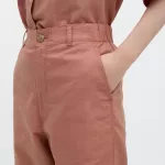 Uniqlo Linen Cotton Blend Tapered Women’s Pants Brown