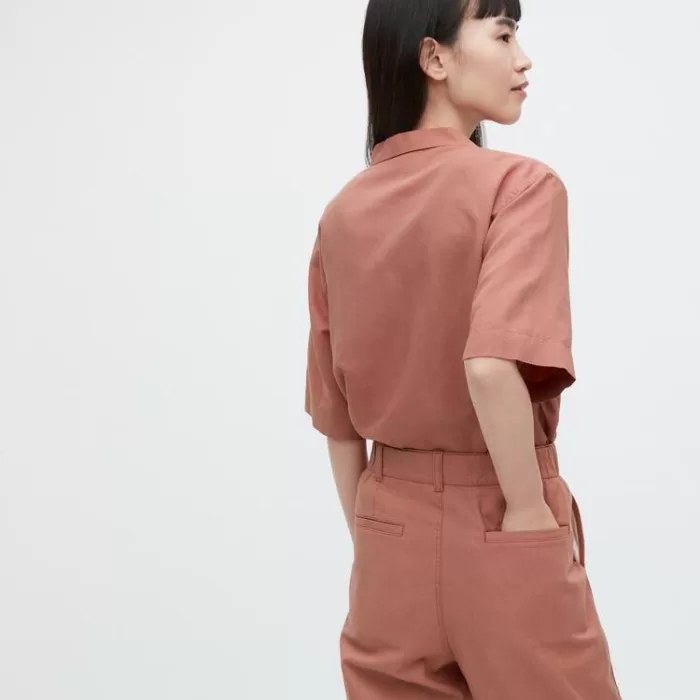 Uniqlo Linen Cotton Blend Tapered Women’s Pants Brown