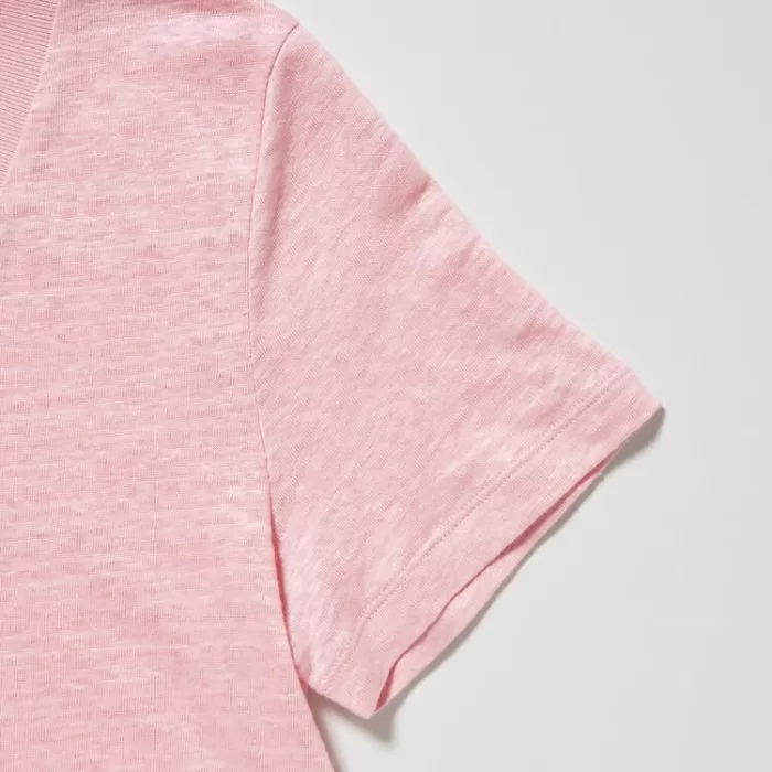Uniqlo Linen Crew Neck Women’s Shirts Pink
