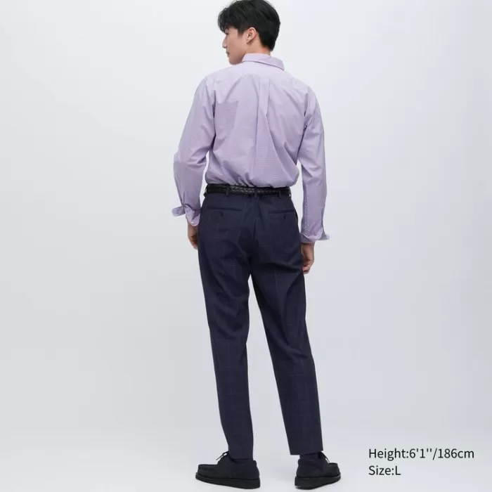 Uniqlo Men’s Smart Patterned Ankle Length (Long) Pants Navy Blue