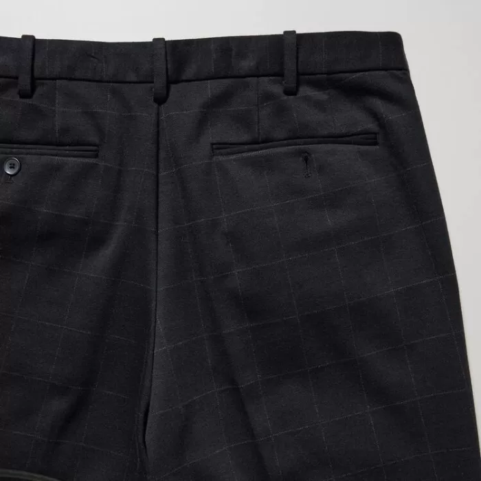 Uniqlo Men’s Smart Windowpane Checked Ankle Length Pants Navy Blue