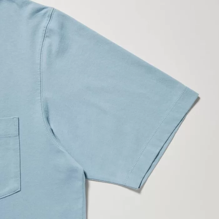 Uniqlo Oversized Pocket Crew Neck Half Sleeved T-shirt Men Blue