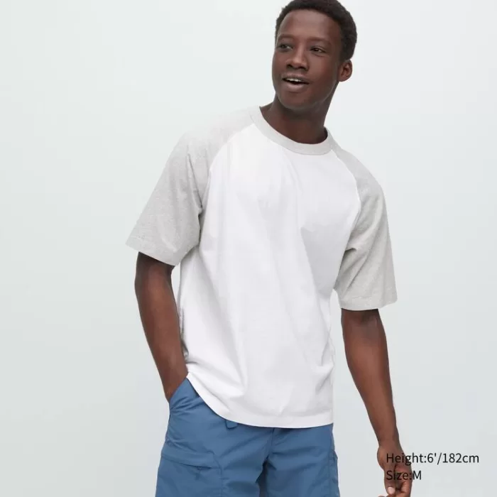 Uniqlo Oversized Raglan Half Sleeved Men’s T-shirt Gray
