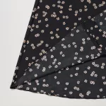 Uniqlo Printed V Neck Flared Long Sleeved Dress Women Black