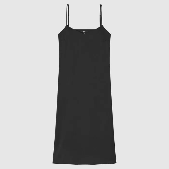 Uniqlo Satin Camisole Dress Women Black