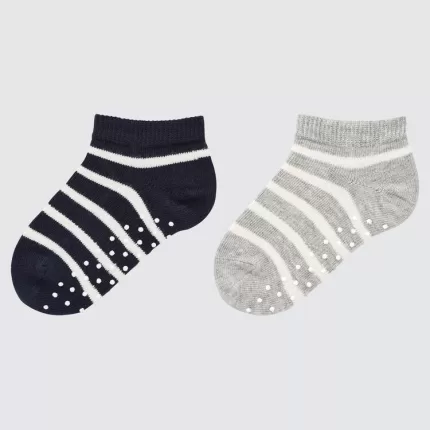 Uniqlo Short Socks (Two Pairs) Baby Navy Blue Grey-GAH980732