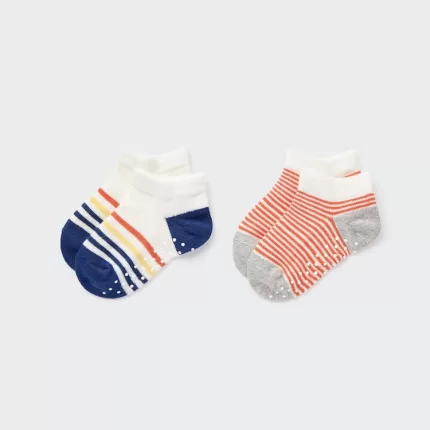 Uniqlo Short Socks (Two Pairs) Baby White Blue Pink-AQB736450