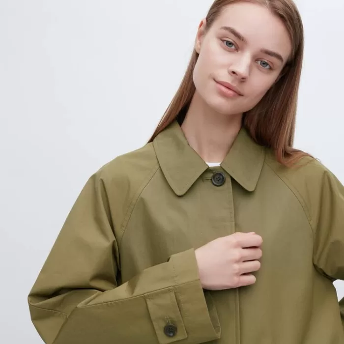 Uniqlo Single Breasted Women’s Coats Olive Green