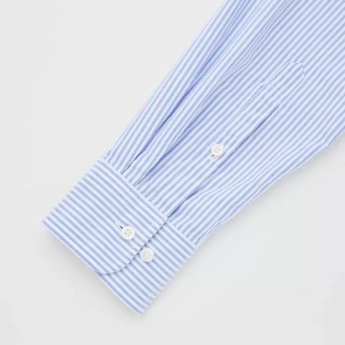 Uniqlo Slim Fit Striped Oxford Shirt (Button-down Collar) Men Blue