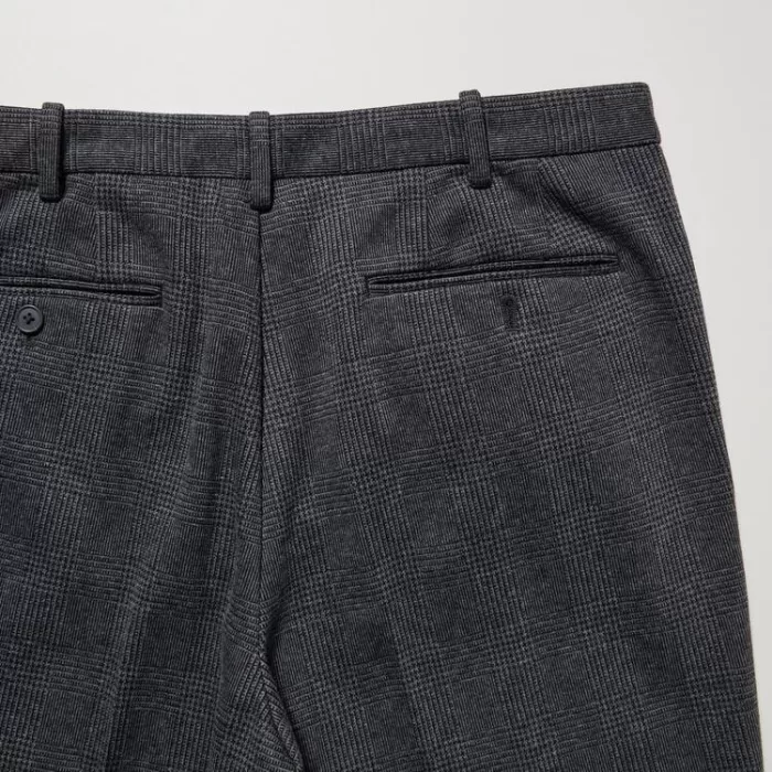 Uniqlo Smart Glen Checked Ankle Length (Long) Men’s Gray Pants